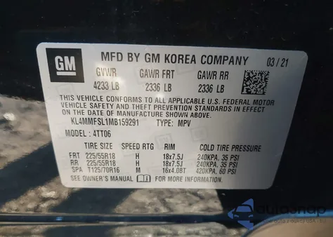 2021 Buick Encore Gx Fwd Essence from USA, damaged, VIN KL4MMFSL1MB159291